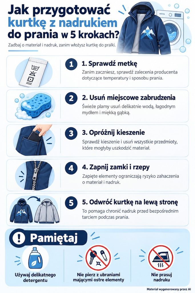 Jak prać kurtki zimowe z nadrukiem – przygotowanie do prania
