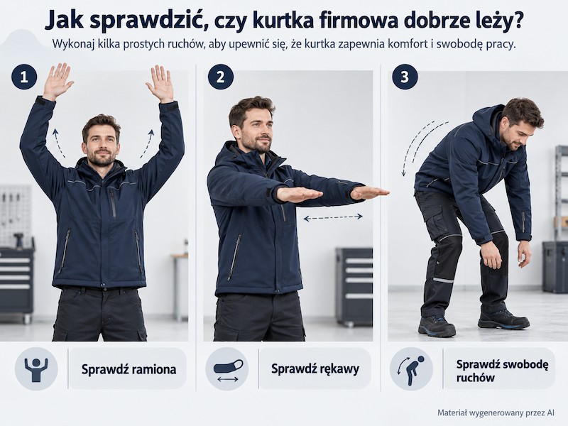 Rozmiar kurtki sprawdzany podczas ruchu pracownika
